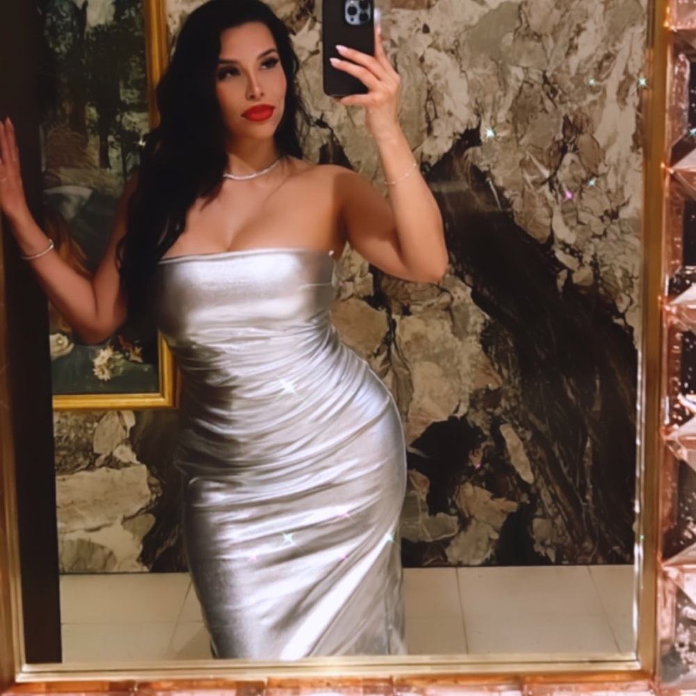 COPY - Zara Metallic Strapless Dress L